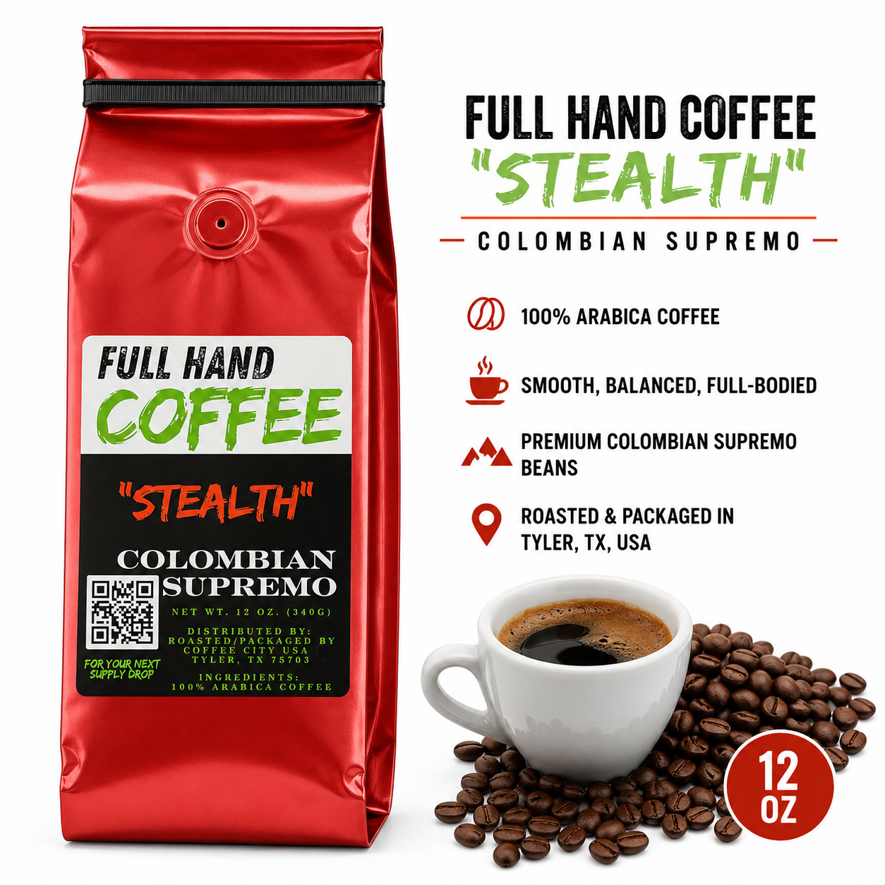 "Stealth" Colombian Supremo 12oz Whole Bean